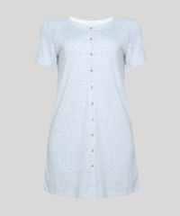 Camisola-Feminina-com-Renda-e-Botoes-Manga-Curta-Cinza-Mescla-Claro-9942050-Cinza_Mescla_Claro_1
