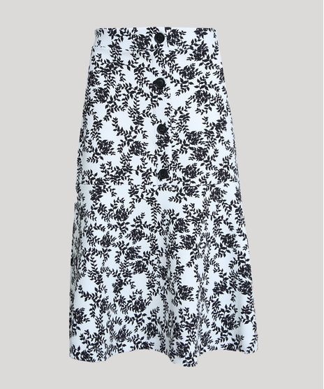 Saia-Feminina-Midi-Estampada-de-Folhagem-com-Botoes-e-Babado-Branca-9878223-Branco_1