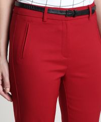 Calca-Feminina-Skinny-com-Cinto-Texturizado-Croco-Vermelha-Escuro-9823616-Vermelho_Escuro_2