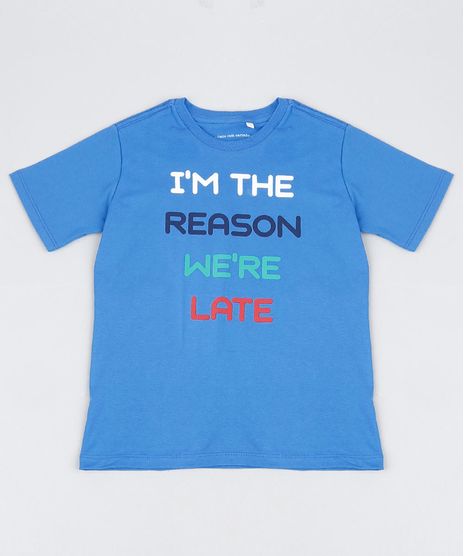 Camiseta-Infantil-Tal-Mae-Tal-Filho--We-re-Late--Manga-Curta-Azul-9946987-Azul_1