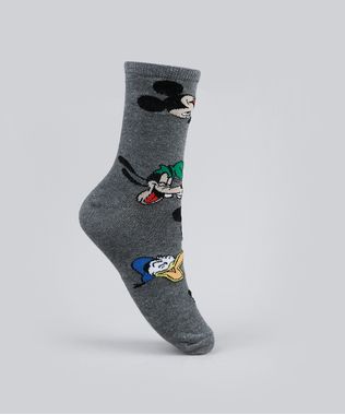 Meia-Feminina-Cano-Alto-Turma-do-Mickey-Estampada-Cinza-Mescla-Escuro-9949008-Cinza_Mescla_Escuro_1