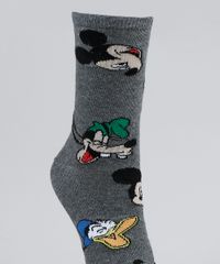 Meia-Feminina-Cano-Alto-Turma-do-Mickey-Estampada-Cinza-Mescla-Escuro-9949008-Cinza_Mescla_Escuro_3