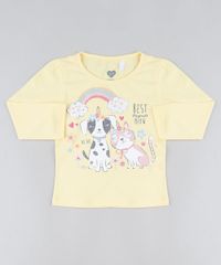 Blusa-Infantil-Cachorro-e-Gato-Manga-Longa-Amarela-9943378-Amarelo_1