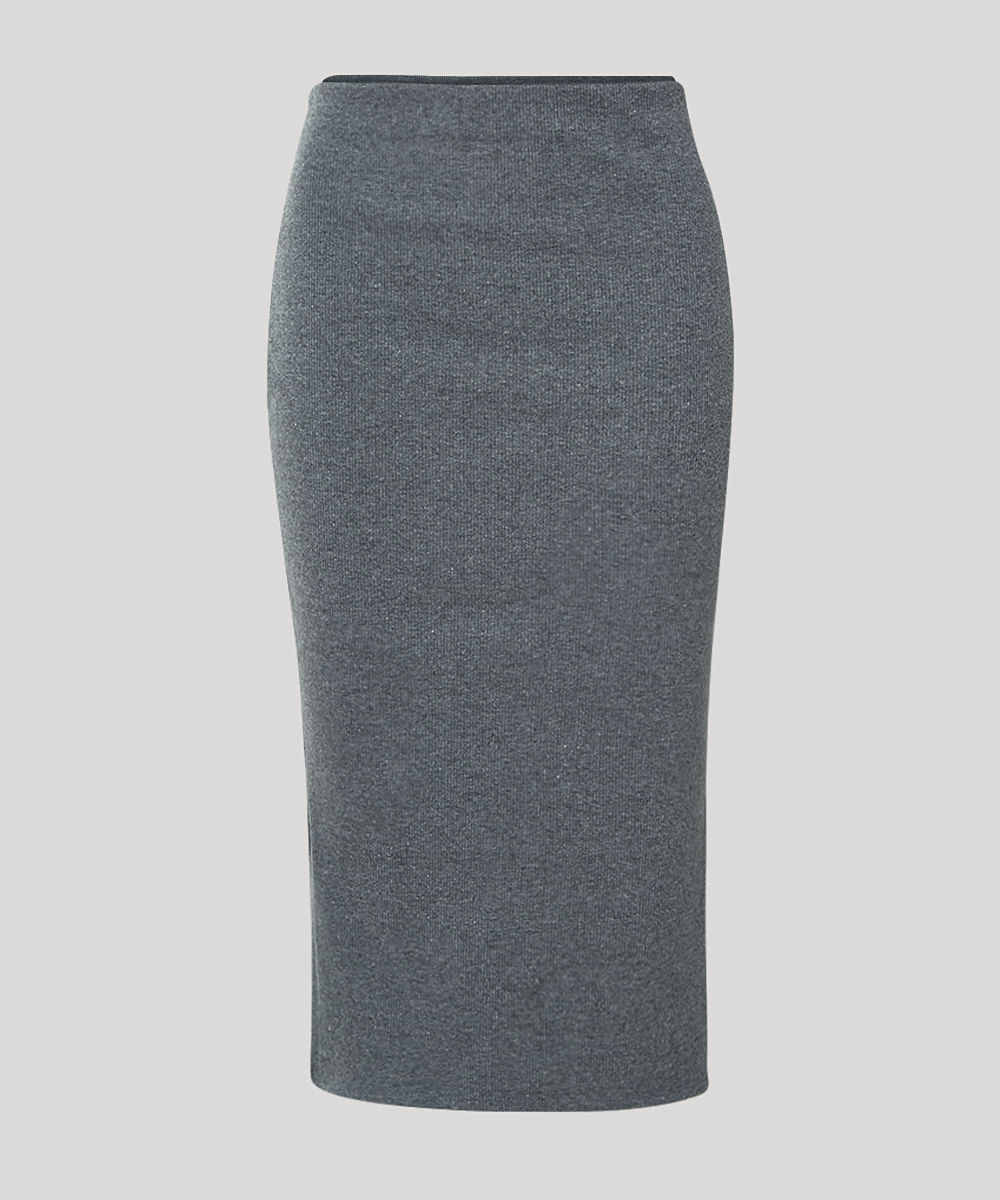 saia midi canelada cinza