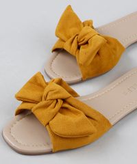 Rasteirinha-Slide-de-Suede-Feminina-Oneself-com-Laco-Mostarda-9948284-Mostarda_3