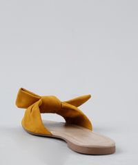 Rasteirinha-Slide-de-Suede-Feminina-Oneself-com-Laco-Mostarda-9948284-Mostarda_4