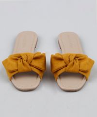 Rasteirinha-Slide-de-Suede-Feminina-Oneself-com-Laco-Mostarda-9948284-Mostarda_5