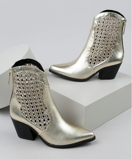 Bota-Feminina-Oneself-Country-Cano-Curto-Salto-Baixo-Metalizada-Tresse---Dourada-9945175-Dourado_1