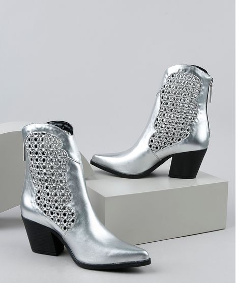 Bota-Feminina-Oneself-Country-Cano-Curto-Salto-Baixo-Metalizada-Tresse---Prateada-9945176-Prateada_1