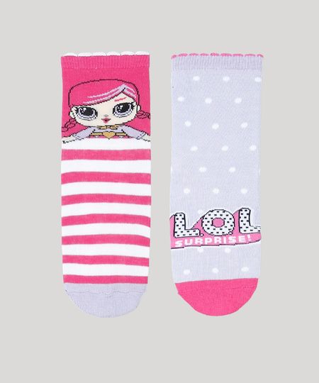 Kit-de-2-Meias-Infantis-Cano-Medio-LOL-Surprise-Estampadas-Multicor-9482027-Multicor_1