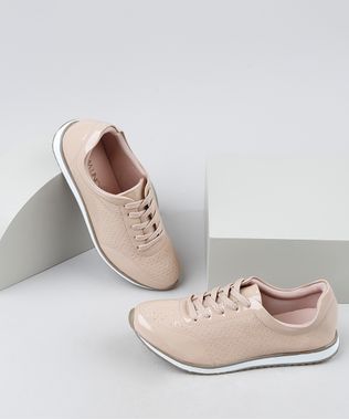 Tenis-de-Verniz-Feminino-Via-Uno-Running-com-Micro-Furos-Bege-9947131-Bege_1