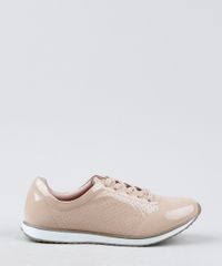 Tenis-de-Verniz-Feminino-Via-Uno-Running-com-Micro-Furos-Bege-9947131-Bege_2