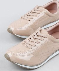 Tenis-de-Verniz-Feminino-Via-Uno-Running-com-Micro-Furos-Bege-9947131-Bege_3