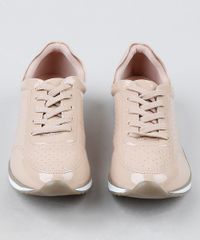 Tenis-de-Verniz-Feminino-Via-Uno-Running-com-Micro-Furos-Bege-9947131-Bege_5