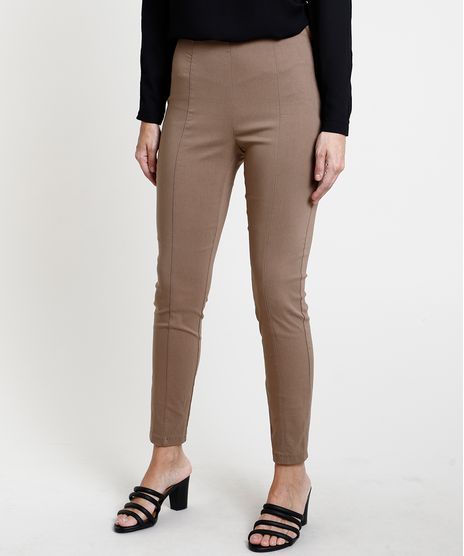 Calca-Feminina-Legging-Cintura-Media-com-Friso-Bege-9824269-Bege_1
