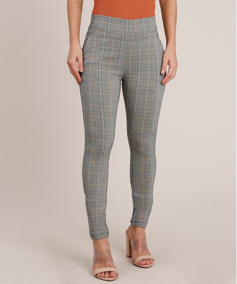 Calca-Legging-Feminina-em-Jacquard-Estampada-Xadrez-Cintura-Media-Cinza-9689668-Cinza_1