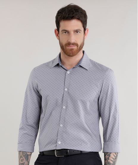 Camisa-Slim-Estampada-em-Algodao---Sustentavel-Cinza-8582235-Cinza_1