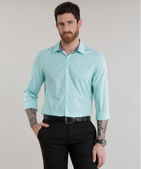 Camisa-Slim-Estampada-em-Algodao---Sustentavel-Verde-Claro-8582712-Verde_Claro_1