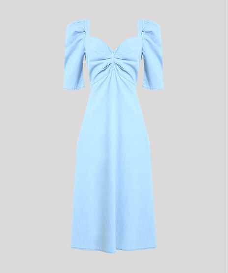 Vestido-Jeans-Feminino-Mindset-Midi-com-Franzido-Manga-Bufante-Decote-Coracao-Azul-Claro-9949385-Azul_Claro_1