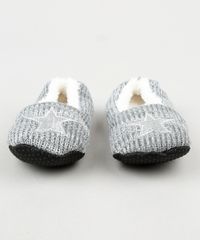 Pantufa-Feminina-em-Trico-com-Bordado-de-Estrela-Cinza-9849649-Cinza_5