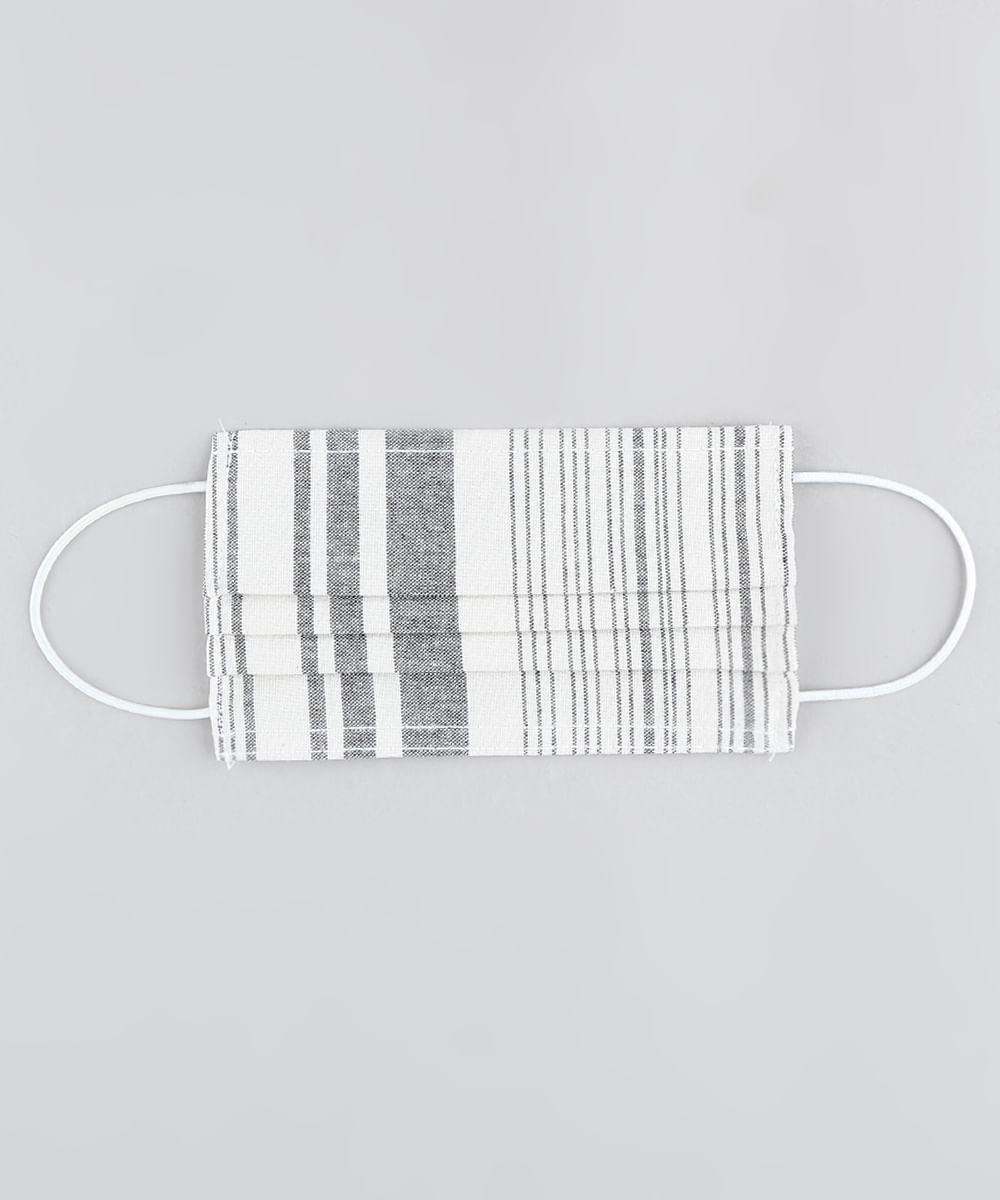 Máscara de Tecido Reutilizável para Proteção Individual Listrada Off White
