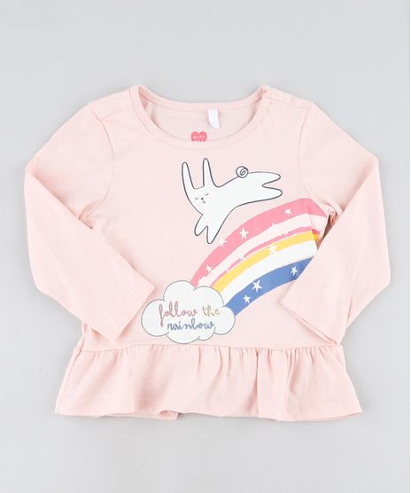Conjunto-Infantil-Coelho-e-Arco-Iris-de-Blusa-Manga-Longa-Rosa---Calca-Estampada-de-Estrelas-Branca-9895156-Branco_1