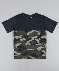 Camiseta-Infantil-Camuflada-com-Bolsos-Manga-Curta-Cinza-Mescla-Escuro-9876151-Cinza_Mescla_Escuro_1