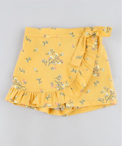 Short-Saia-Infantil-Floral-Com-No-e-Babado-Amarelo-9946488-Amarelo_1