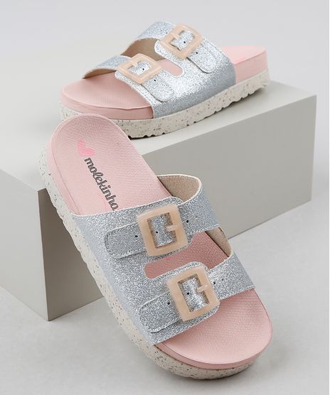 Rasteirinha-Infantil-Molekinha-Birken-com-Glitter-Prateada-9949116-Prateada_1