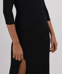 Vestido-Feminino-Midi-Canelado-com-Fenda-Manga-3-4-Preto-9943480-Preto_4 Vestido-Feminino-Midi-Canelado-com-Fenda-Manga-3-4-Preto-9943480-Preto_4