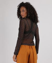 Blusa-de-Tule-Feminina-Estampada-Animal-Print-Onca-Manga-Longa-Gola-Alta-Marrom-Escuro-9942463-Marrom_Escuro_2