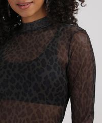 Blusa-de-Tule-Feminina-Estampada-Animal-Print-Onca-Manga-Longa-Gola-Alta-Marrom-Escuro-9942463-Marrom_Escuro_4