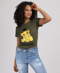 Blusa-Feminina-Simba-O-Rei-Leao-Manga-Curta-Decote-Redondo-Verde-Militar-9943448-Verde_Militar_1