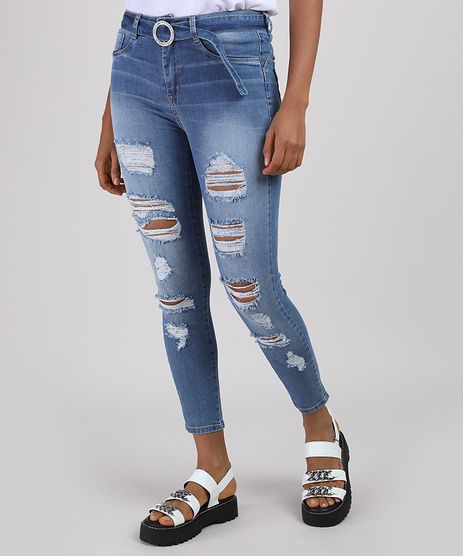 Calca-Jeans-Feminina-Sawary-Cigarrete-Heart-Cintura-Media-Destroyed-com-Cinto-Fivela-de-Strass-Azul-Medio-9941575-Azul_Medio_1
