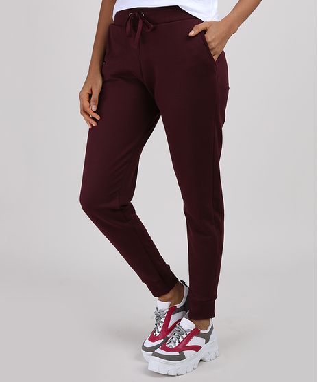 Calça de Moletom Feminina Jogger Vinho Frente