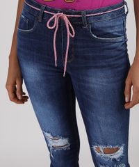 Calca-Jeans-Feminina-Cigarrete-Cintura-Media-Destroyed-com-Cinto-Cadarco-Azul-Escuro-9935115-Azul_Escuro_4