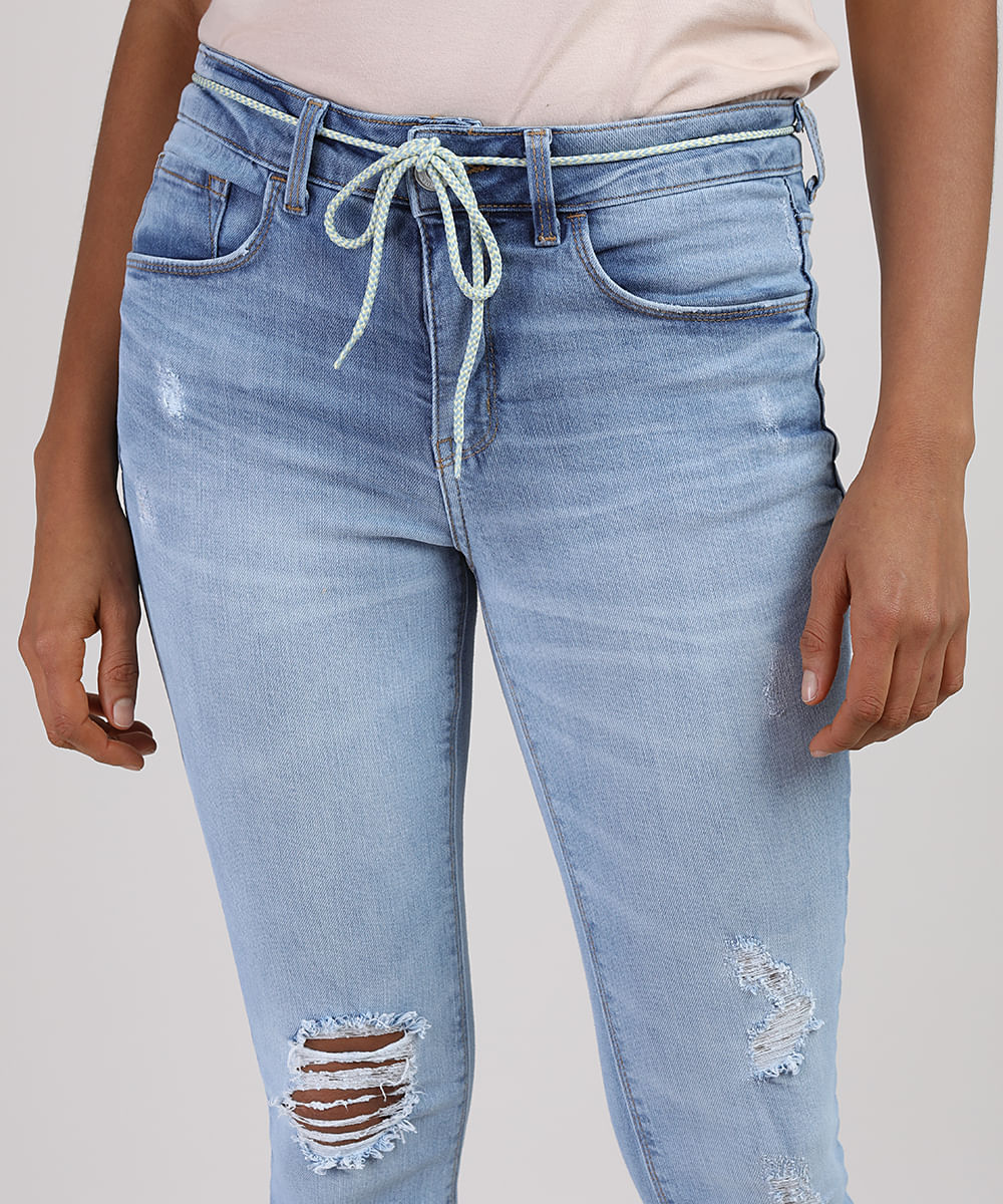 calça jeans feminina com cadarço