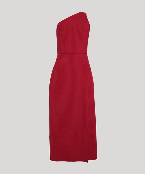 Vestido-Feminino-Mindset-Midi-Um-Ombro-So-Canelado-com-Fenda-Sem-Manga-Vermelho-Escuro-9948568-Vermelho_Escuro_1