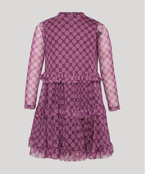 Vestido-de-Tule-Infantil-Mindset-Tal-Mae-Tal-Filha-Estampado-Floral-Manga-Longa-Vinho-9949687-Vinho_1