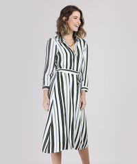 Vestido-Chemise-Feminino-Midi-Listrado-com-Faixa-para-Amarrar-Manga-7-8-Branco-9942689-Branco_1