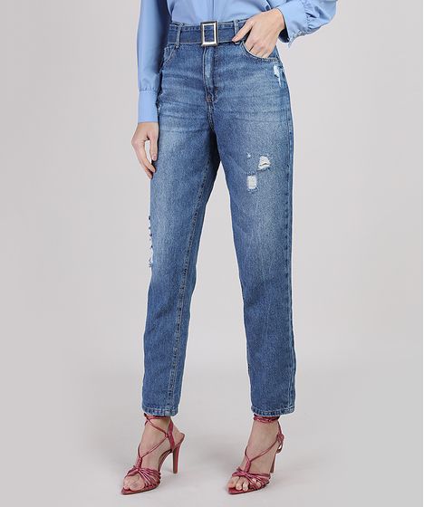 jeans mom cintura alta