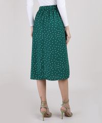 Saia-Feminina-Midi-Estampada-de-Poa-com-Fenda-Verde-Escuro-9882523-Verde_Escuro_2