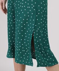 Saia-Feminina-Midi-Estampada-de-Poa-com-Fenda-Verde-Escuro-9882523-Verde_Escuro_4