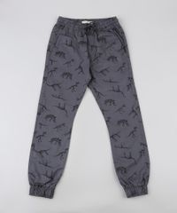Calca-de-Sarja-Infantil-Jogger-Estampada-de-Dinossauros-com-Bolsos-Chumbo-9636921-Chumbo_1