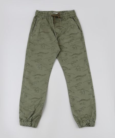 Calca-Infantil-Jogger-Estampada-de-Dinossauros-Verde-Militar-9604836-Verde_Militar_1