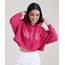 Moletom Cropeed Feminino com Capuz Pink Frente
