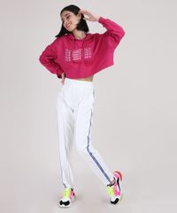 Moletom Cropeed Feminino com Capuz Pink Corpo Inteiro