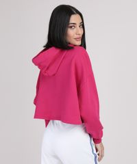 Moletom Cropeed Feminino com Capuz Pink Costas