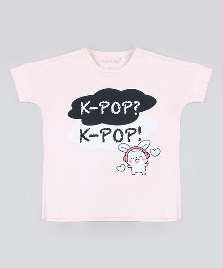 Blusa-Juvenil-K--Pop-Coelho-Fofo-Manga-Curta-Decote-Redondo-Rosa-Claro-9943945-Rosa_Claro_1