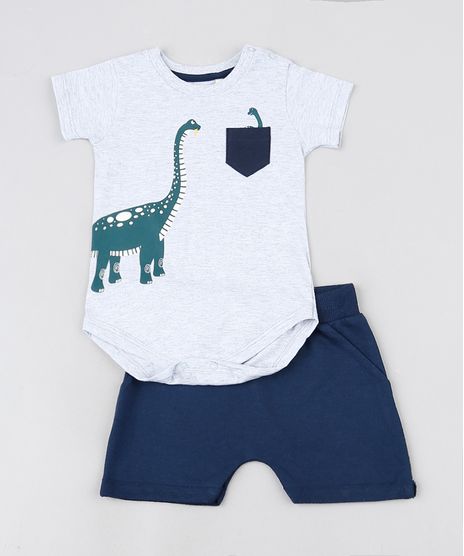 Conjunto-Infantil-Body-Cinza-Mescla-Dinossauro-Manga-Curta---Short-Liso-Azul-Marinho-9929721-Azul_Marinho_1